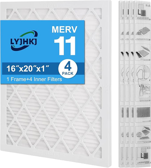 16x20x1 MERV 11 Air Filter, Quality AC/HVAC Furnace Filter，1 Reusable ABS Frame by LYJHKJ