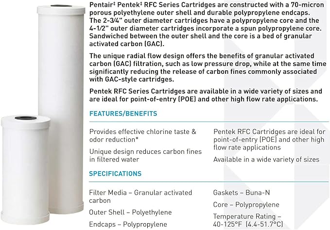 Pentair Pentek RFC-BB Big Blue Carbon Water Filter, Whole House Heavy Duty - Image 4