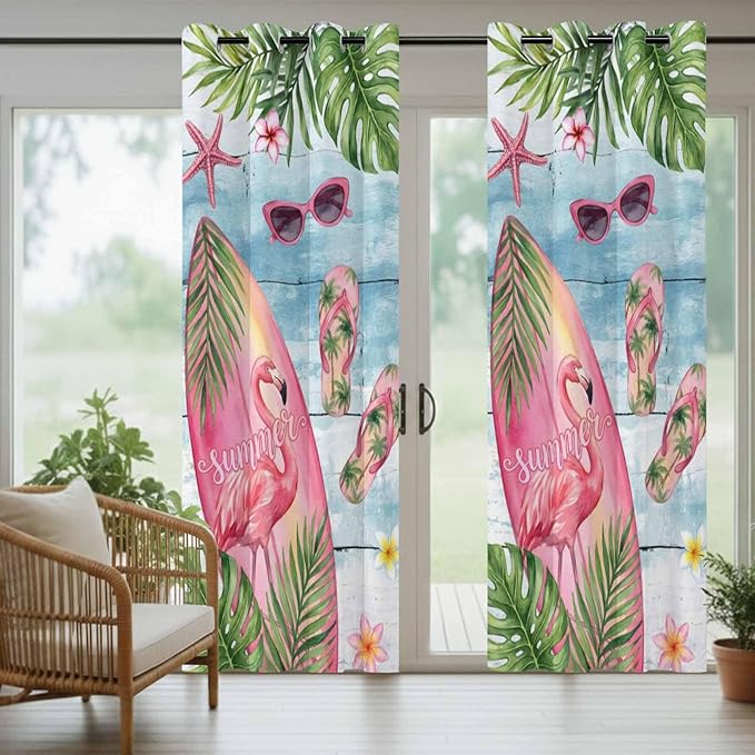 Summer Flamingbirds Outdoor Curtains - Image 6