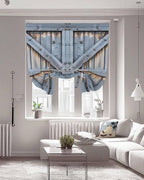 Tie Up Curtains for Windows, Farmhouse Wood Grain Adjustable Balloon Nature - Image 3