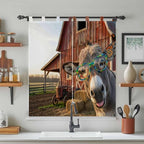 Farm Donkeys Living Room Curtains 84 Inch Length, Window Curtains Tab Top - Image 3