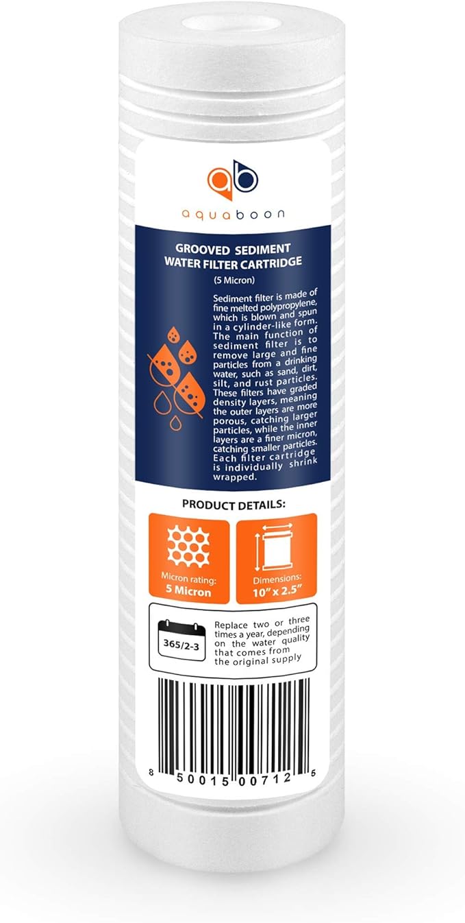 Aquaboon 5 Micron 10 x 2.5 Grooved Sediment Water Filter Replacement - Image 8