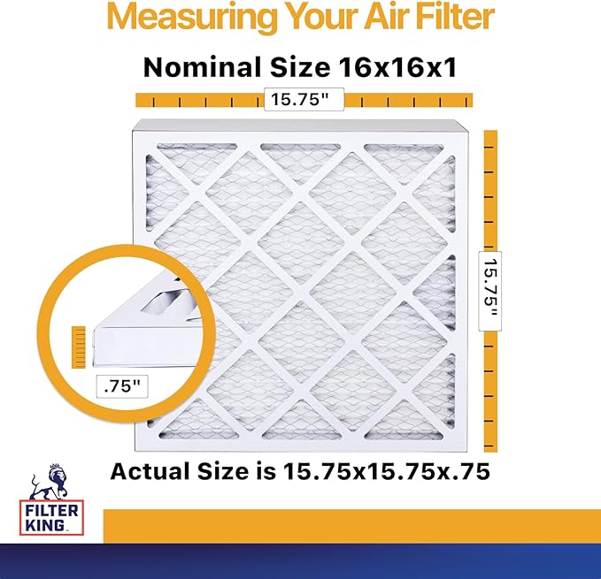 Filter King 16x16x1 Air Filter | 6-PACK | MERV 13 HVAC Pleated A/C Furnace - Image 2