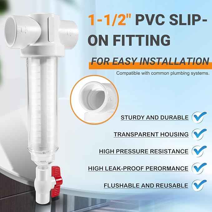 100 Mesh Spin Down Sand Separator/Sediment Water Filter System, 1.5 Inch PVC - Image 5