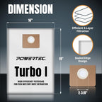 POWERTEC Turbo I, 9-20-27 Fleece Filter Bags 20PK, - Image 2