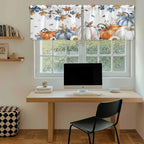 Navy Blue Pumpkin Fall Kitchen Tier Curtains 36 Inch Long 2 Panel Set, Rod - Image 6