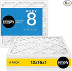 Simply 12x16x1 Air Filter, Merv 8, 6 Pack, by SimplyFilters
