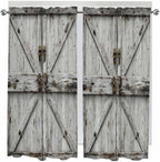 Vintage Gate Living Room Curtains 72 Inches length, Farmhouse Wooden Grain by Unknown