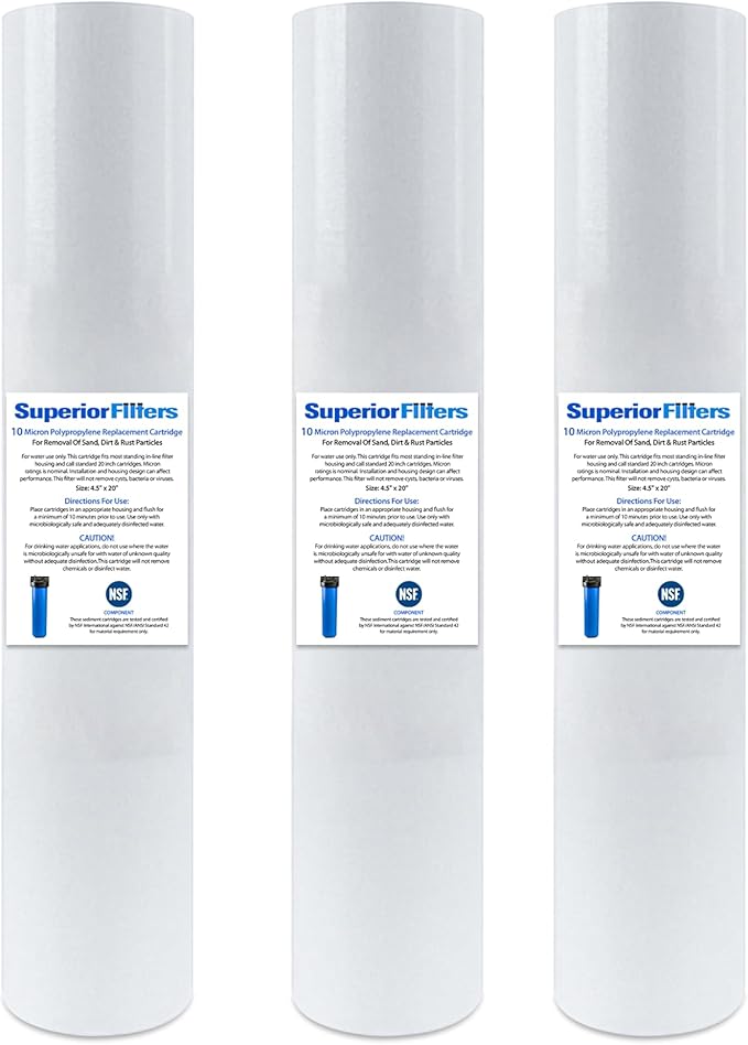 5 micron 20"X4.5" whole house water filter replacement cartridge Compatible by SuperiorFilters