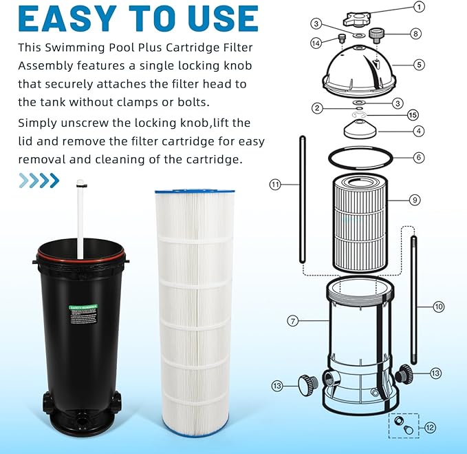W3C17502 Swimming Pool Plus Cartridge Filter Assembly 200 Sq Ft, 150 GPM - Image 6