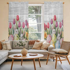 Easter Window Curtains 72 Inch Long 2 Panel Set, Rod Pocket Long Curtains & - Image 3