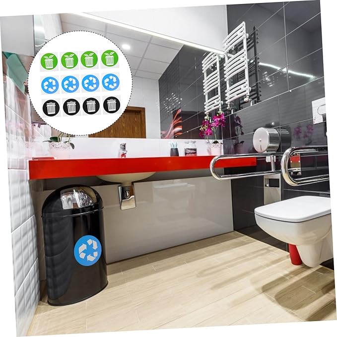 NUOBESTY 12pcs Adhesive Waste Sorting Stickers - Image 8
