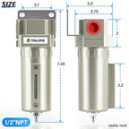 TAILONZ PNEUMATIC 1/2" NPT Industrial Grade Heavy Duty Particulate Air Filter - Image 2