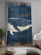 Sheer Curtains 84 Inches Long, Summer Whale Blue Semi Sheer Curtains Light - Image 2