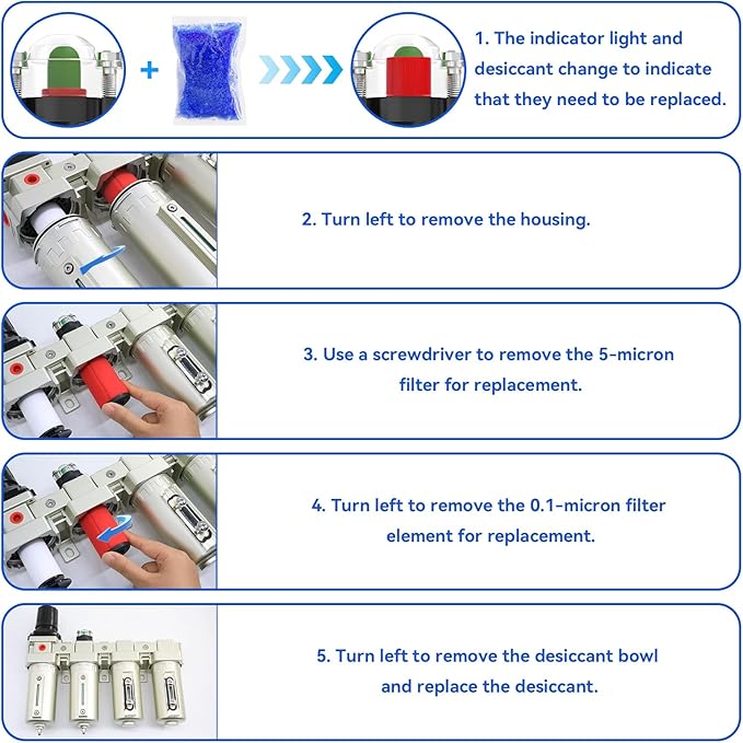 1/2" NPT Industrial Grade 4 Stage Air-Dryer-for-Compressor, - Image 7