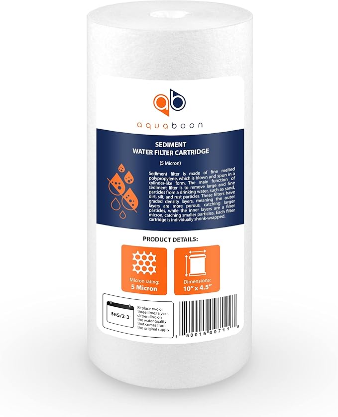 Aquaboon 5 Micron 10 x 4.5 Well Water Sediment Filter Replacement Whole House - Image 8