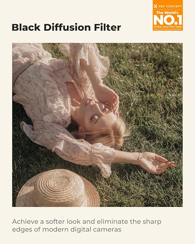 K&F CONCEPT 67mm Black Diffusion 1/4 Filter Mist Cinematic Effect Filter - Image 2