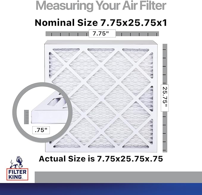 Filter King 7.75x25.75x1 Air Filter | 4-Pack | CARBON MERV 8 HVAC Pleated A/C - Image 2