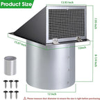 12 Inch Wall Vent Hood Exhaust Vent Cap Dryer Vent Cover, Exterior Hooded Wall - Image 2