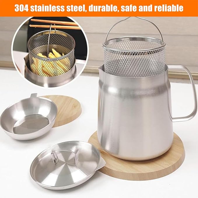 Oil Strainer, Bacon Grease Container Large Capacity Deep Fryer and Strainer Cup - Image 4
