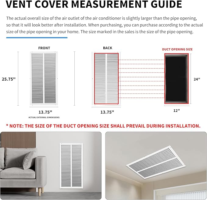 12x24 Return Air Grille, Air Return Vent Cover, Flat Vent Cover, Rejillas De - Image 4