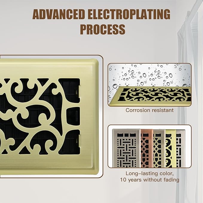 2 Packs Floor Vent Air Register 4X10 Inch Brushed Gold Color Floor Register - Image 7