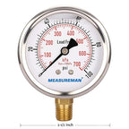 MEASUREMAN Lead-Free Pressure Gauge, 2-1/2inch Dial, Glycerin Filled, - Image 3