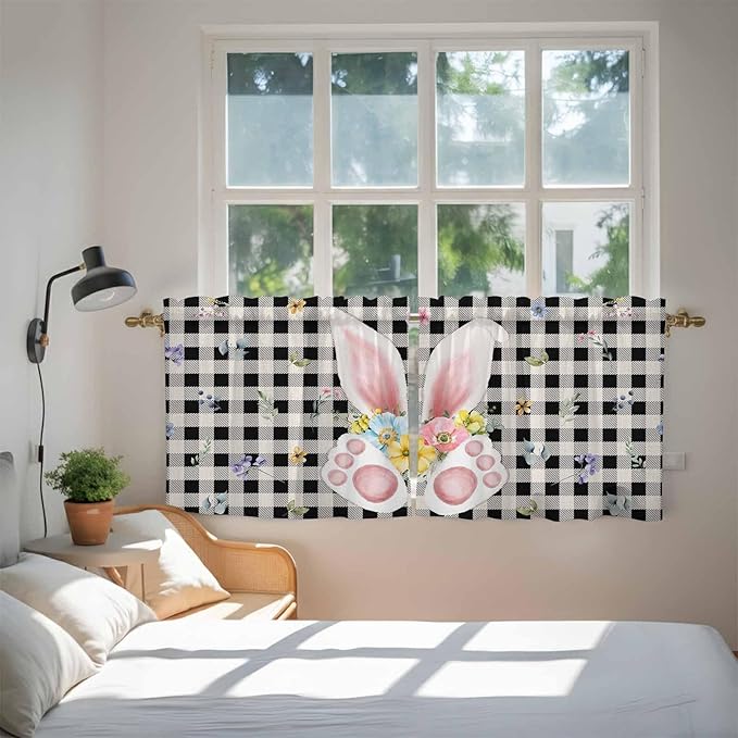 Easter Kitchen Tier Curtains 24 Inch Long 2 Panel Set, Rod Pocket Cafe Small - Image 4