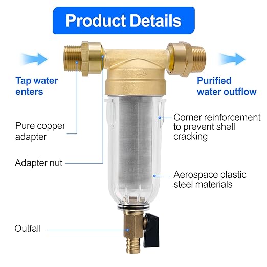 Whole House Spin Down Sediment Water Filter, 40 Micron, Reusable and Flushable - Image 5