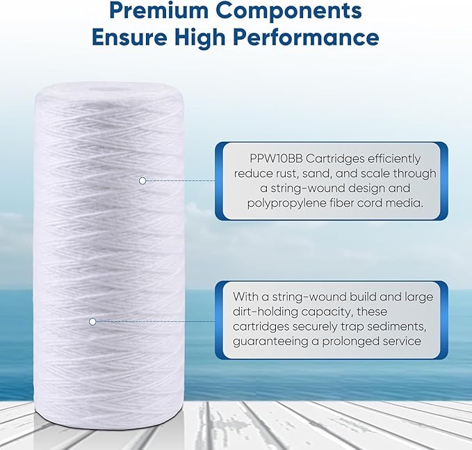 PUREPLUS 25 Micron 10 x 4.5 Whole House String Wound Sediment Filter - Image 8