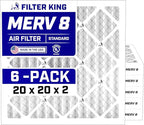 Filter King 20x20x2 Air Filter | 6-PACK | MERV 8 HVAC Pleated A/C Furnace by FilterKing