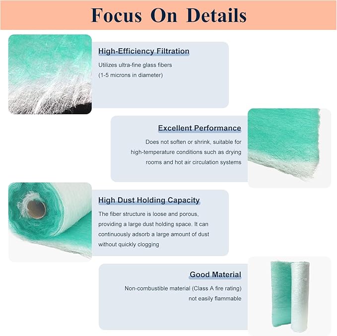 Paint Booth Exhaust Filter Roll 39.4’’ x 65.6ft, 2.4inch Thick Spray Booth - Image 4