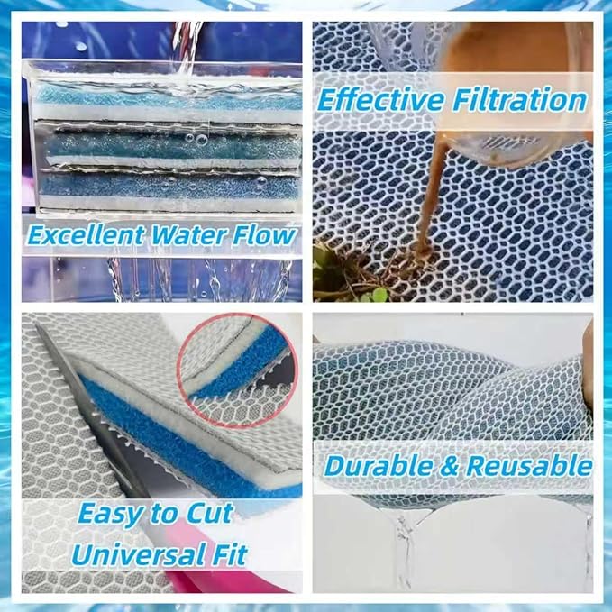 8-Layer Aquarium Filter Media Sponge Pad, Trim-to-Fit Foam Filter Floss - Image 3