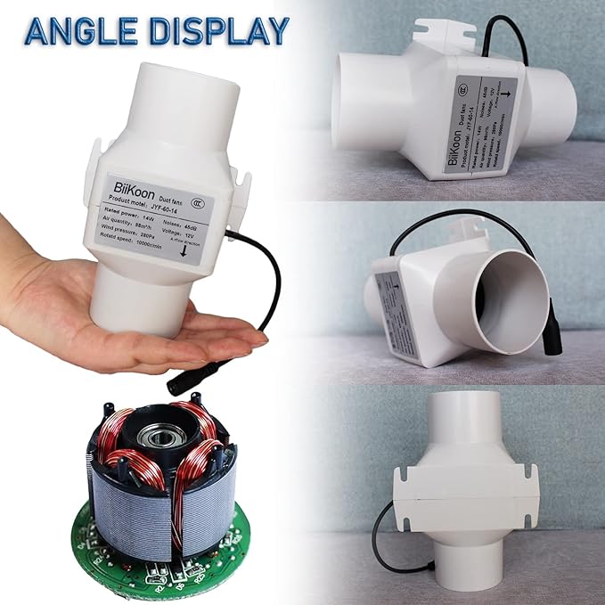 2.36”Inline Duct Fan 12V Dc Ventilation Exhaust Fan Small Hydroponics Blower - Image 3
