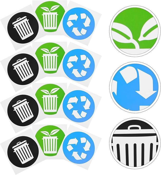 Zerodeko 12pcs Garbage Sorting Stickers - Image 2
