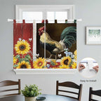 Chicken Sunflowers Bedroom Curtains 63 Inch Length, Window Curtains Tab Top - Image 4