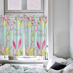 Happy Easter Kitchen Curtains 45 Inches length, Spring Bunny Eggs Flower Teal - Image 5