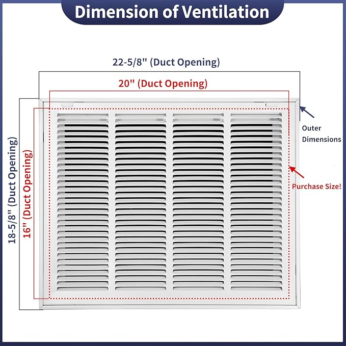 20"W x 16"H Steel Return Air Filter Grille - Image 2