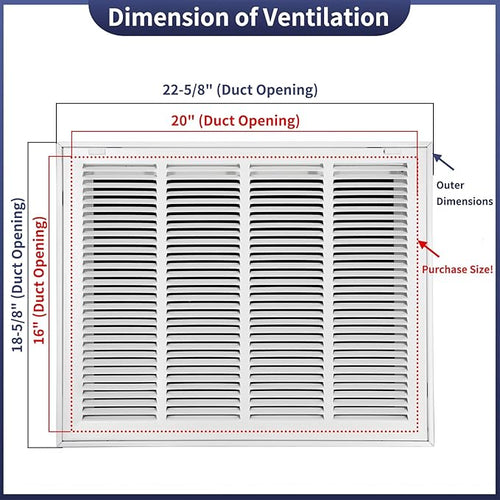20"W x 16"H Steel Return Air Filter Grille - Image 2