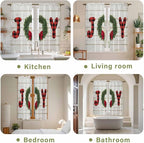 Christmas Wreaths Window Curtains 63 Inch Long 2 Panel Set, Rod Pocket Bedroom - Image 8