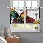 Farmhouse Rooster Kitchen Curtains 24 Inch Length, Small Window Curtains Tab Top - Image 9