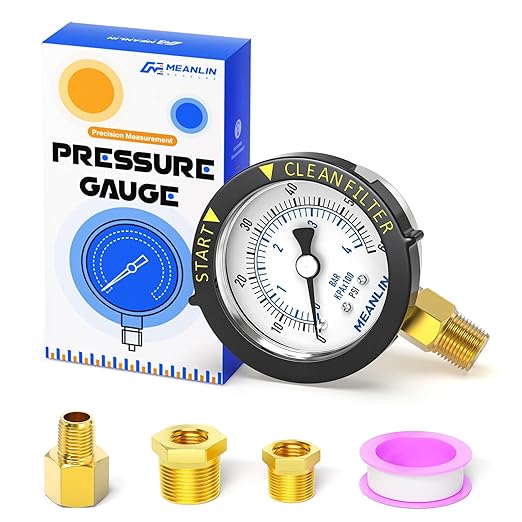 MEANLIN MEASURE 0~60Psi Stainless Steel Start and Clean Filter Pressure Gauge by MEANLINMEASURE