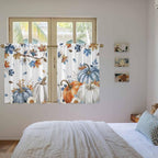 Navy Blue Pumpkin Fall Kitchen Tier Curtains 45 Inch Long 2 Panel Set, Rod - Image 4