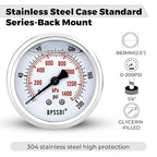 0-200 Psi Glycerin Liquid Filled Low Pressure Gauge, 2.5" Dial Size, 1/4" G - Image 4