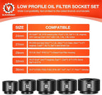 BLACKROBOT 5 Pieces 3/8” Drive Low Profile Oil Filter Socket Set, Metric Size - Image 6