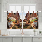 Farm Yaks Kitchen Curtains 24 Inch Length, Small Window Curtains Tab Top - Image 3