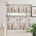 Kitchen Curtains Tiers and Valance Set of 3, Easter Light Filtering Window - Image 2