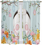 Easter Bunny Window Curtains 63 Inch Long 2 Panel Set, Rod Pocket Bedroom - Image 2