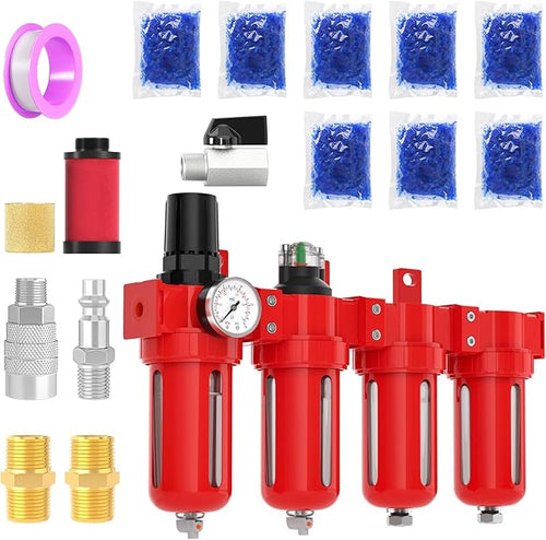 1/4" NPT Industrial Grade 4 Stage Aluminum Air Drying System, Coalescing Filter by MEANLINMEASURE