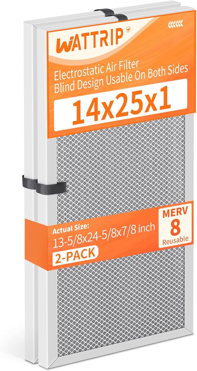 2-Pack 14x25x1 MERV 8 Reusable & Washable Electrostatic Air Filters by BreatheSmartLiveClean